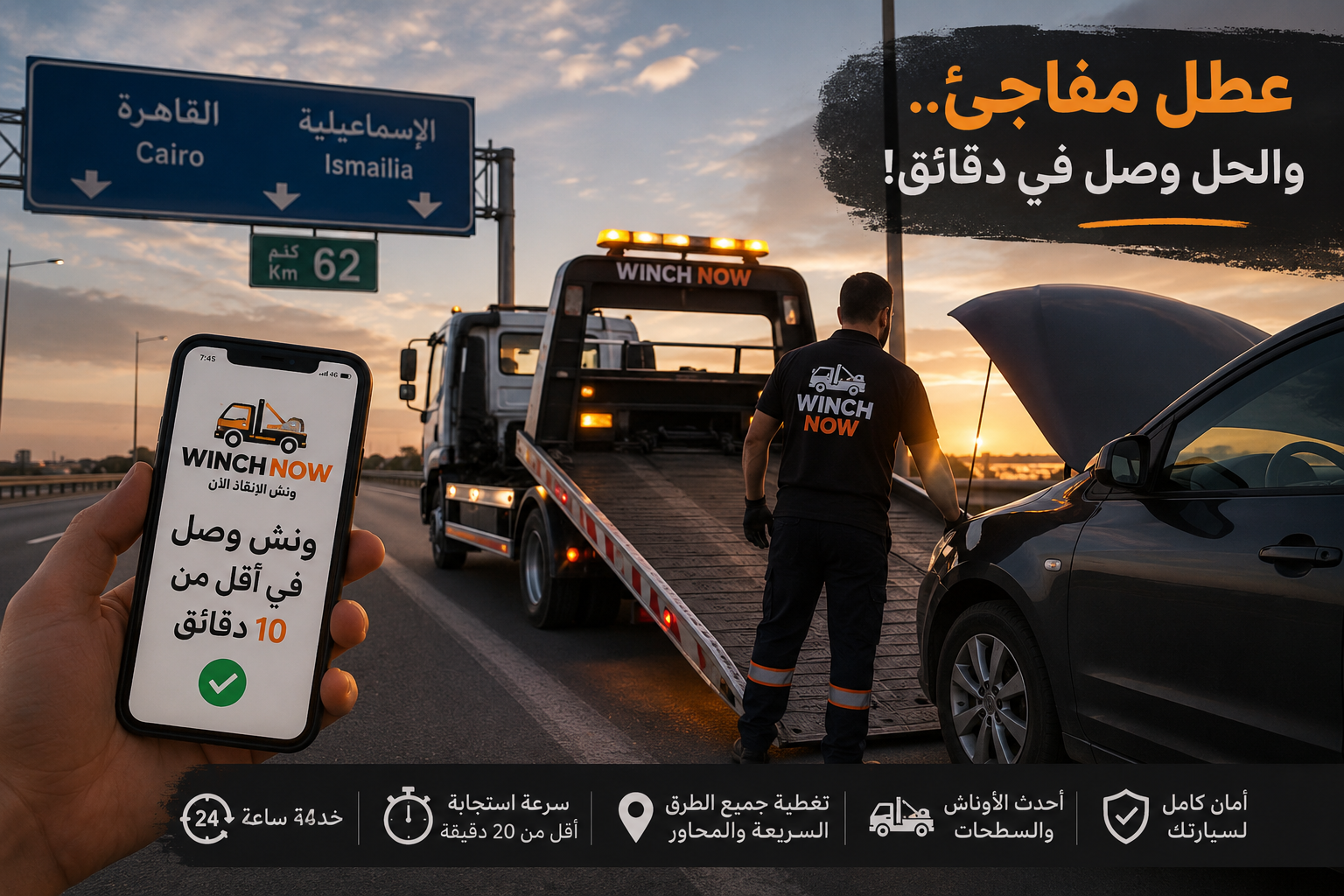 تجربتى لما عطلت في اسماعيلية وجربت استخدام ونش انقاذ الان wincnow
